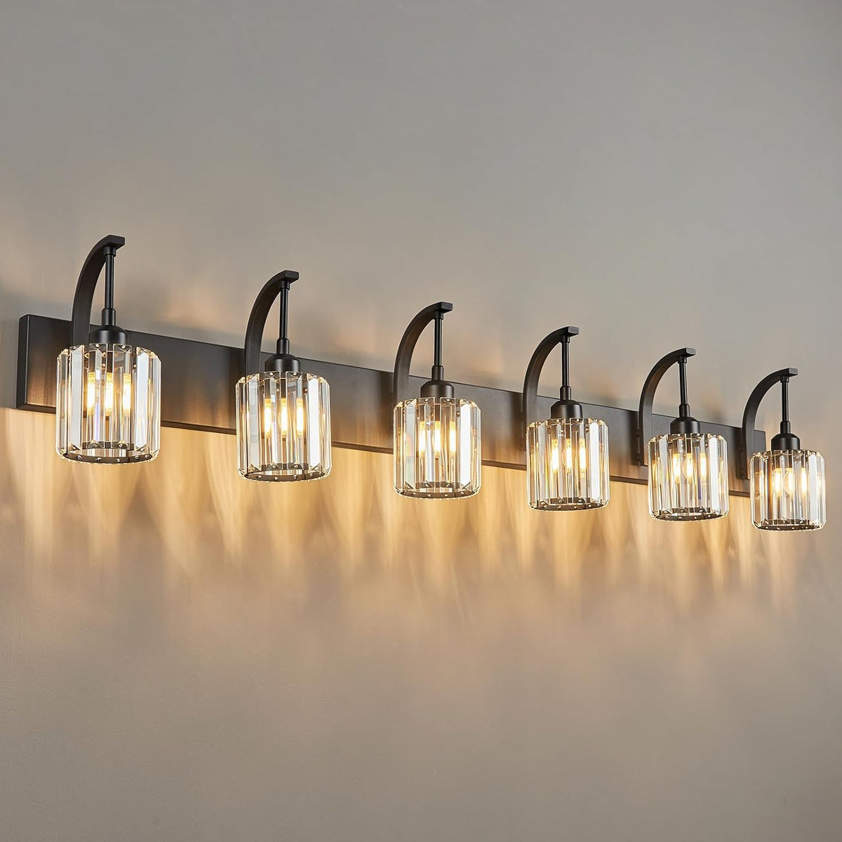 FDPBY 6-Light Crystal Vanity Light, 51.18" Long Over Mirror Lighting