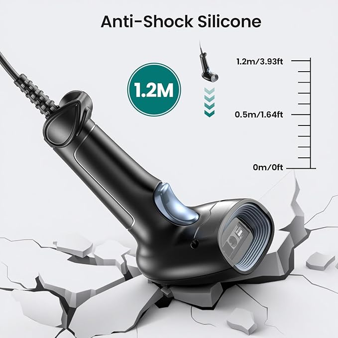 Barcode Scanner with Stand, USB Wired Inventory 2D 1D QR Code Scanner