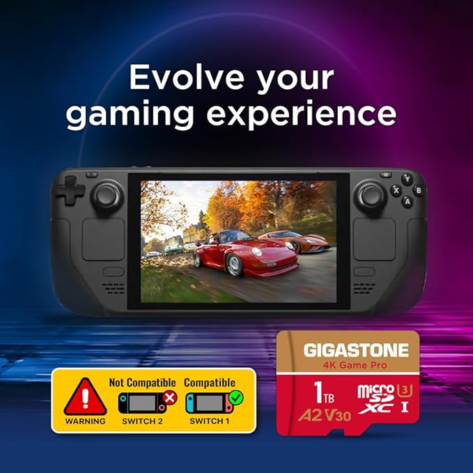 【for Switch 1 Only】 GIGASTONE 1TB Micro SD Card, 4K Game Pro, MicroSDXC Memory