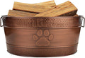 BREKX 25-Quart Tub for Firewood Storage Rack Log Holder - Heavy-Duty Portable Galvanized Tub with Handles for Indoor/Outdoor (Bronze Paw)