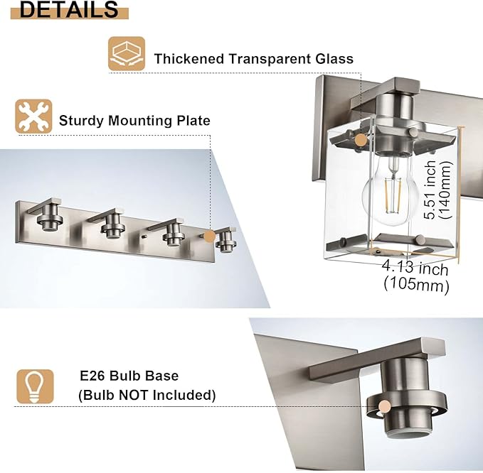 WINSHEN 5-Lights Brushed Nickel Bathroom Wall Light