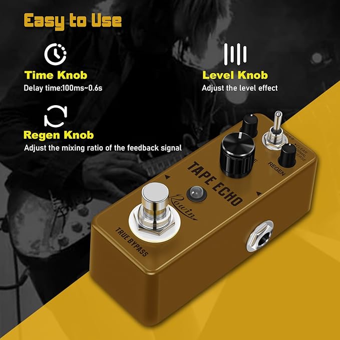 Rowin Tape Echo Delay Digital Guitar Effect Pedal