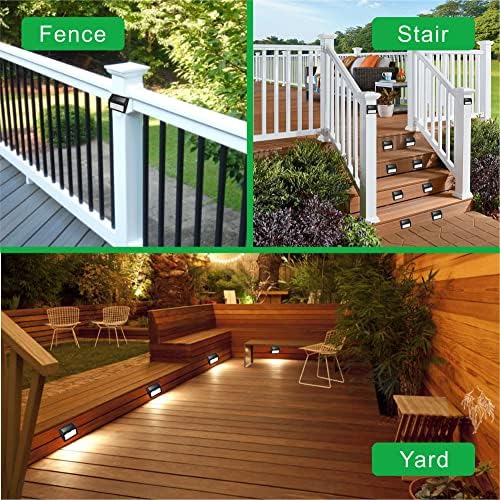 white light solar yard fence lights, rainproof metal, side view