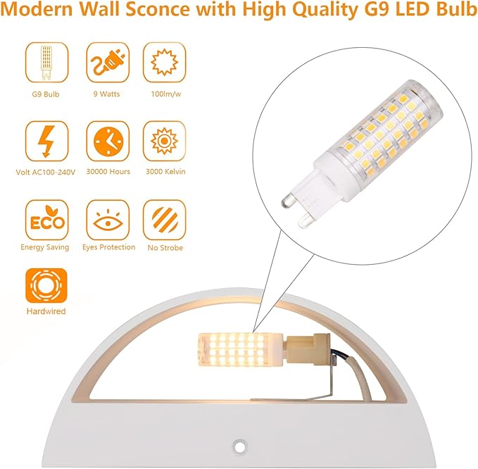 Aipsun Aluminum Modern Indoor LED Wall Sconce Hardwired Interior Wall Lights (Set of 2)