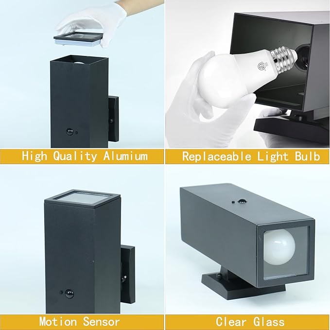 WISELUME Motion Sensor Outdoor Wall Lights, Dusk to Dawn Porch & Patio Sconce