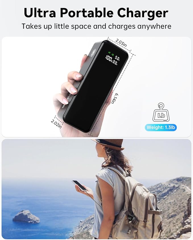 WOXABHSL 27000mAh 120W Fast Charging Power Bank, High Capacity 3-Port Laptop