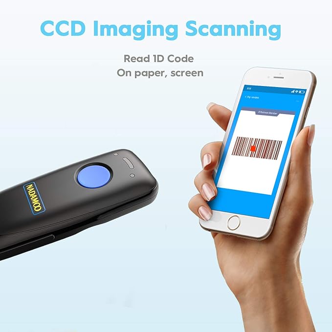 NADAMOO 1D Wireless Barcode Scanner Compatible
