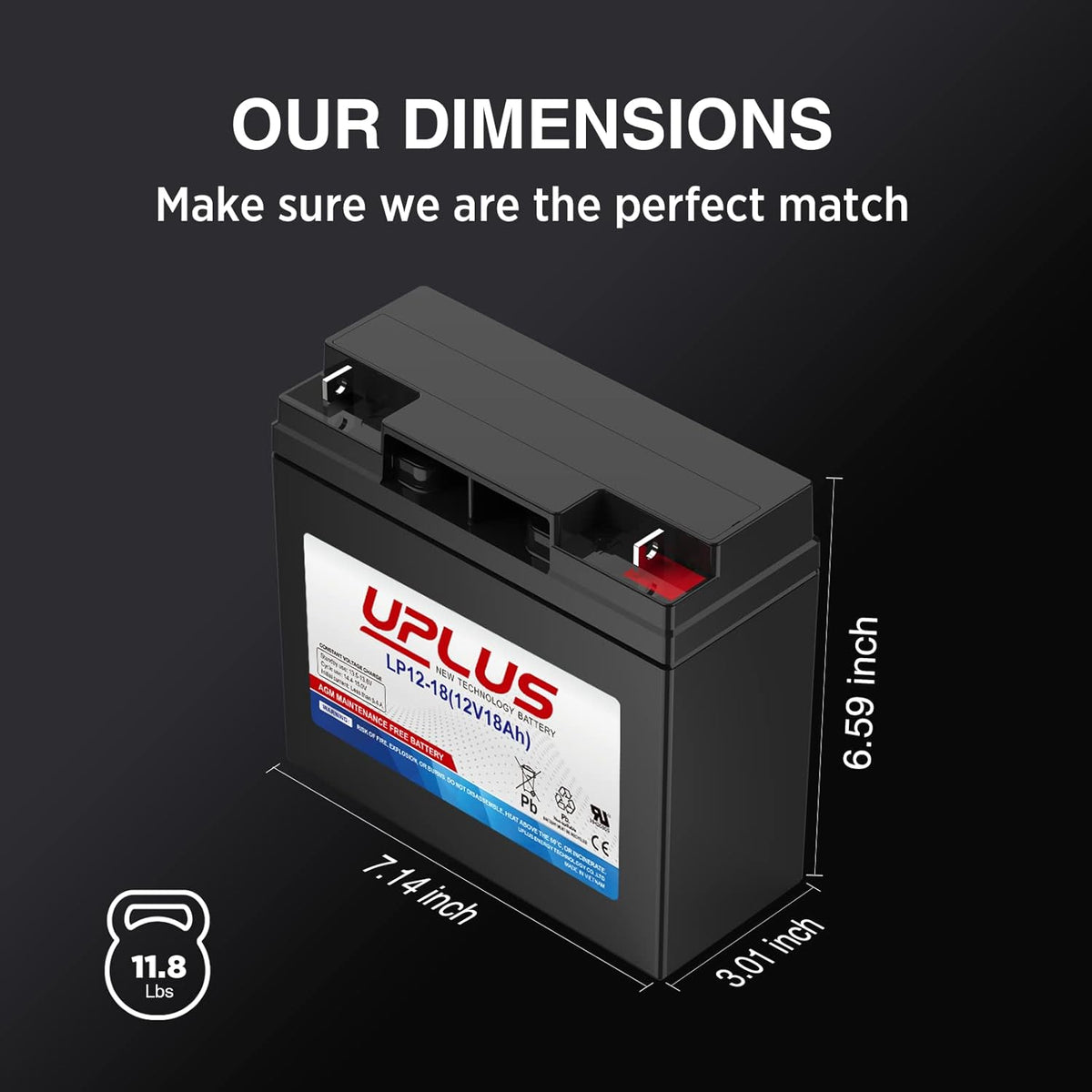 uplus 12v 18ah rechargeable agm battery with nut, package contents