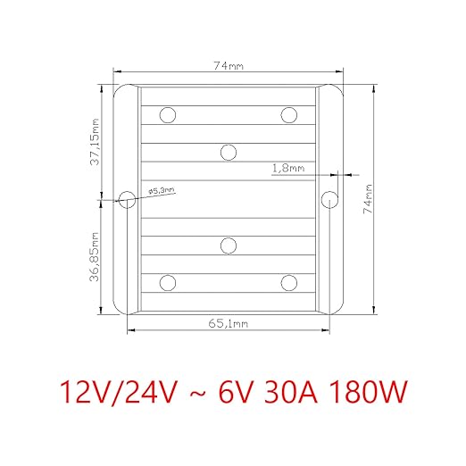 Areyourshop Waterproof 12V/24V to 6V 30A 180W Step Down DC/DC Power Converter