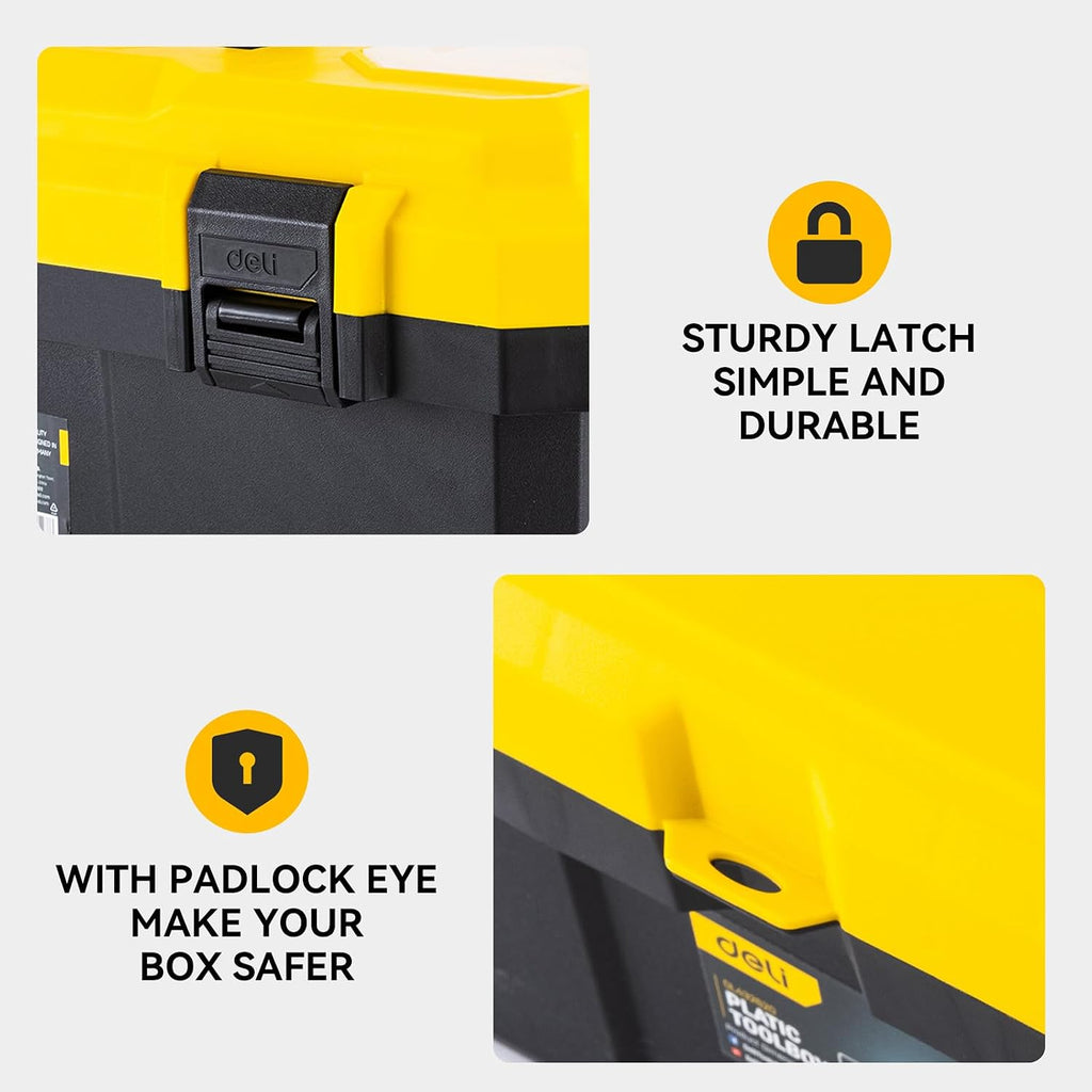18 inch tool box with lock, 2-layer heavy-duty, side view