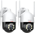 DEKCO 2K Outdoor WiFi Security Camera, Plug-in Pan-Tilt Dome, 2-Cam-Kit
