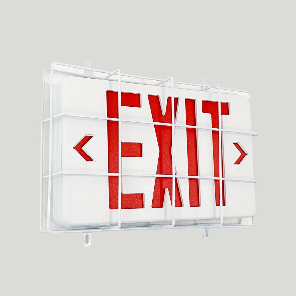 TANLUX Exit Sign with Steel Wire Guard, Wall Mounted Emergency Exit Light with