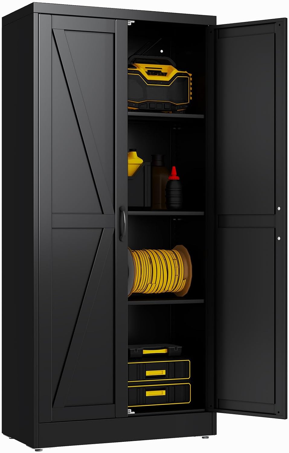 Metal Garage Storage Cabinet, 63" H Steel Tool Cabinet with Doors