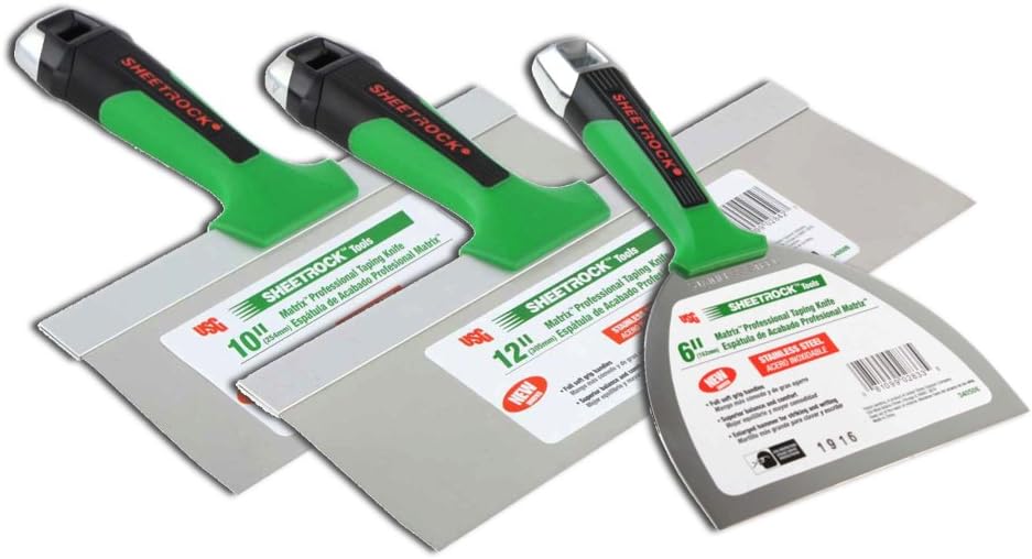 USG Sheetrock Matrix Drywall Taping Knife Set 6"-10"-12" Stainless Steel