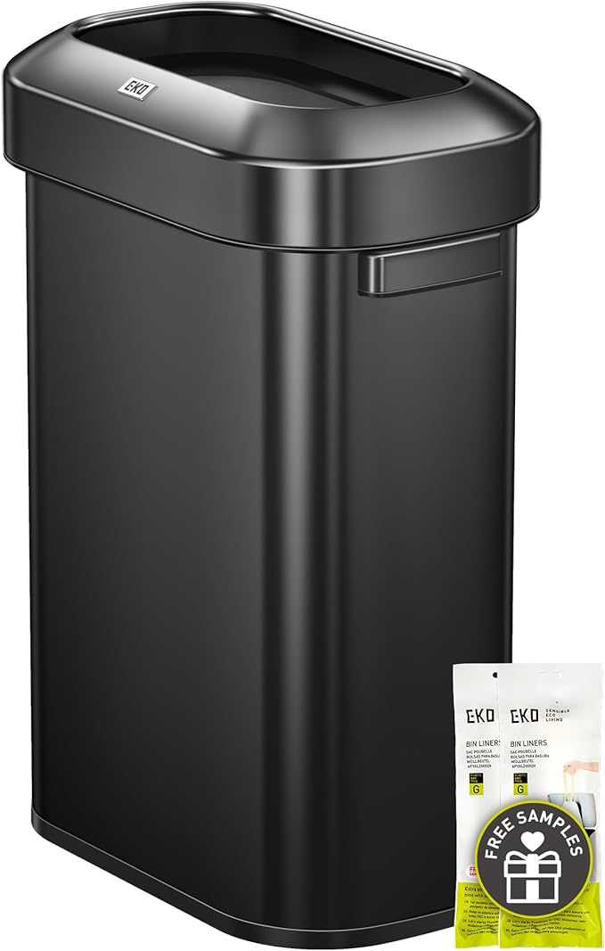 EKO Urban 24 Gallon/90 Liter Open Top Stainless Steel Slim Commercial Trash Can