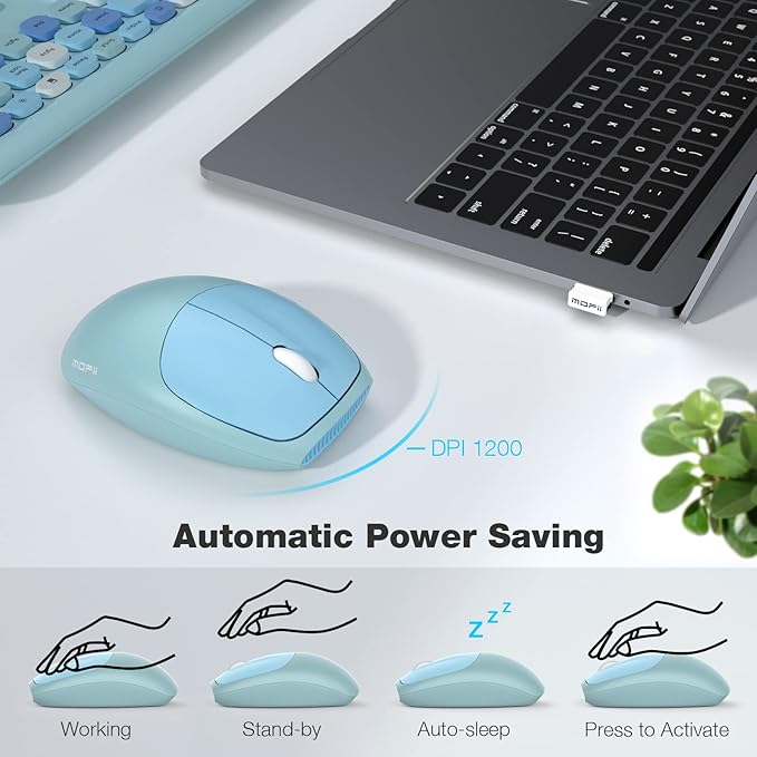 MOFII Wireless Keyboard and Mouse Combo Silent, Slim Compact 2.4G USB Full Size