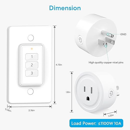 LoraTap 656ft Wireless Wall-Switch: Remote Control Outlet 3 Pack — Lights &