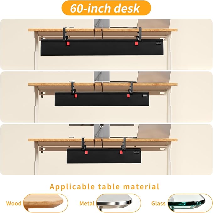 SUREUP9 No Drill Under Desk Cable Management Tray, Fabric Cable Management