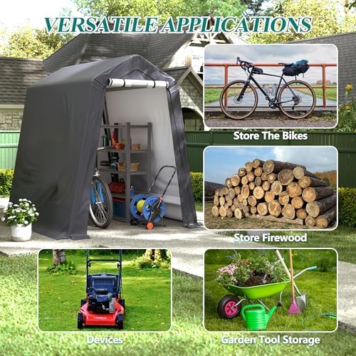 GARTOO 6' x 7' Outdoor Storage Shelter Shed, Gray