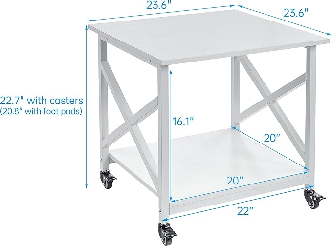 Fannova 23.6 x 23.6 Inches Large Printer Stand, 2 Tier Square Printer Table