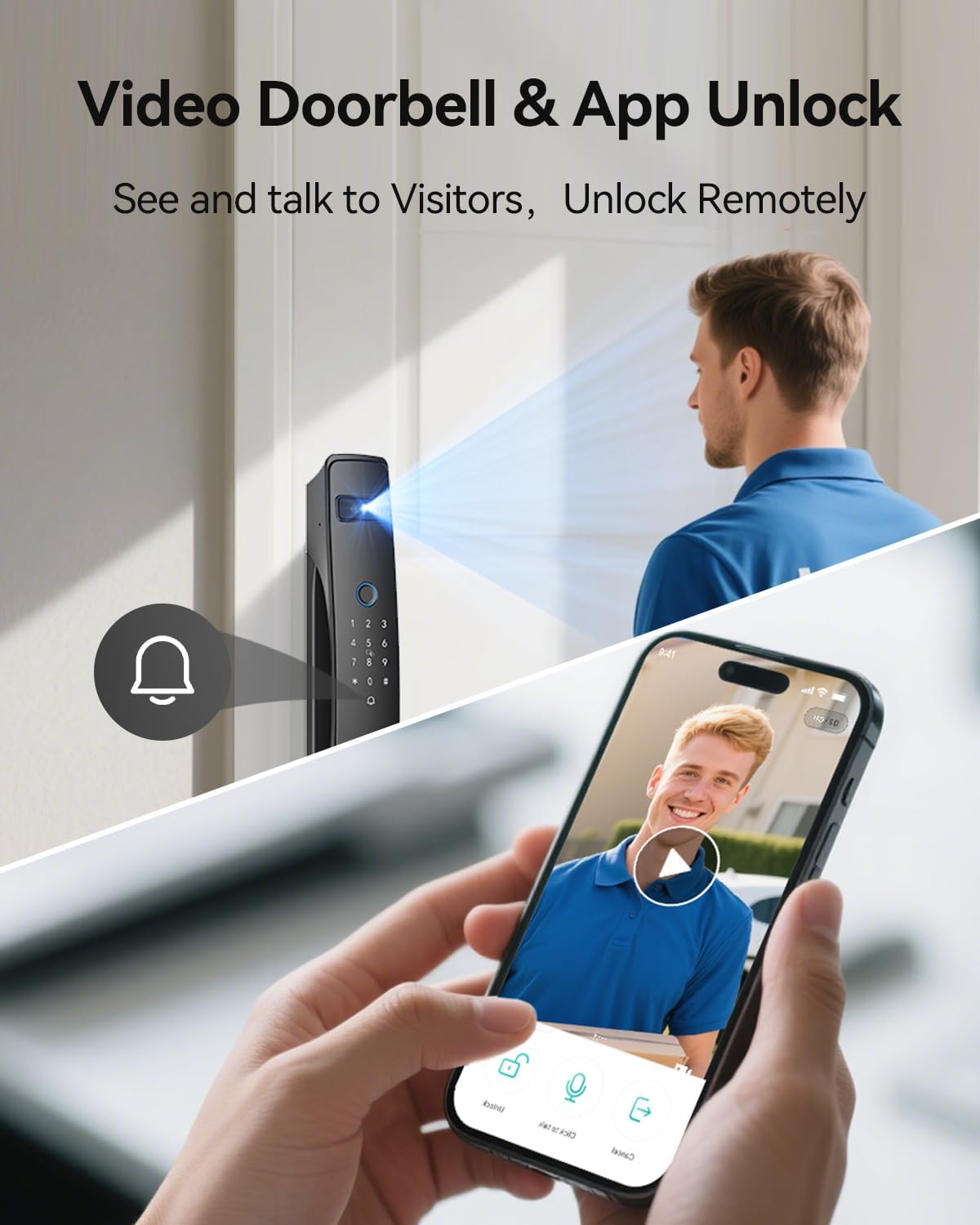 3D Face Recognition Smart Lock with Dual Cameras & Doorbell