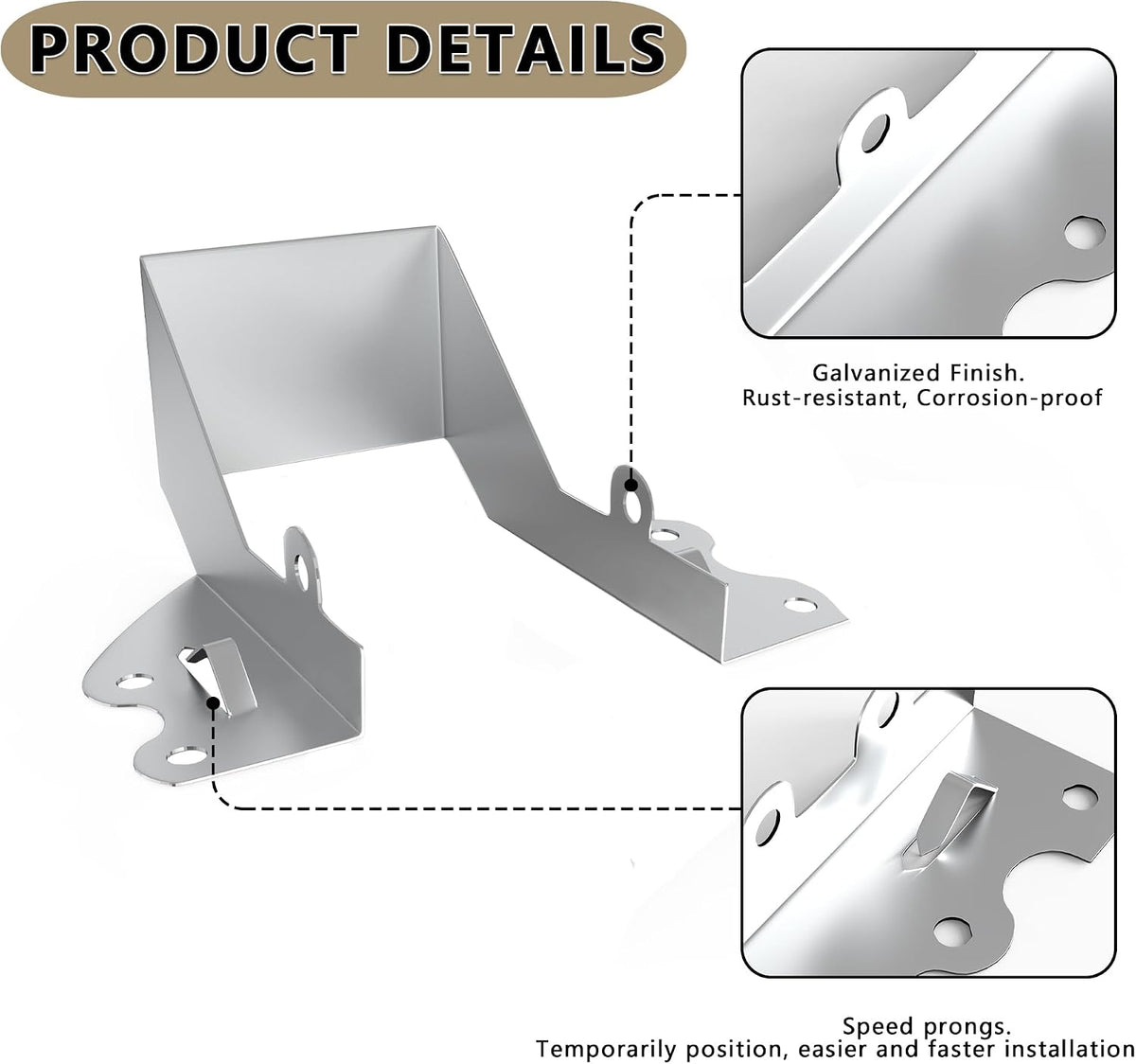 2x4 joist hangers with screws for wood, galvanized shown in use