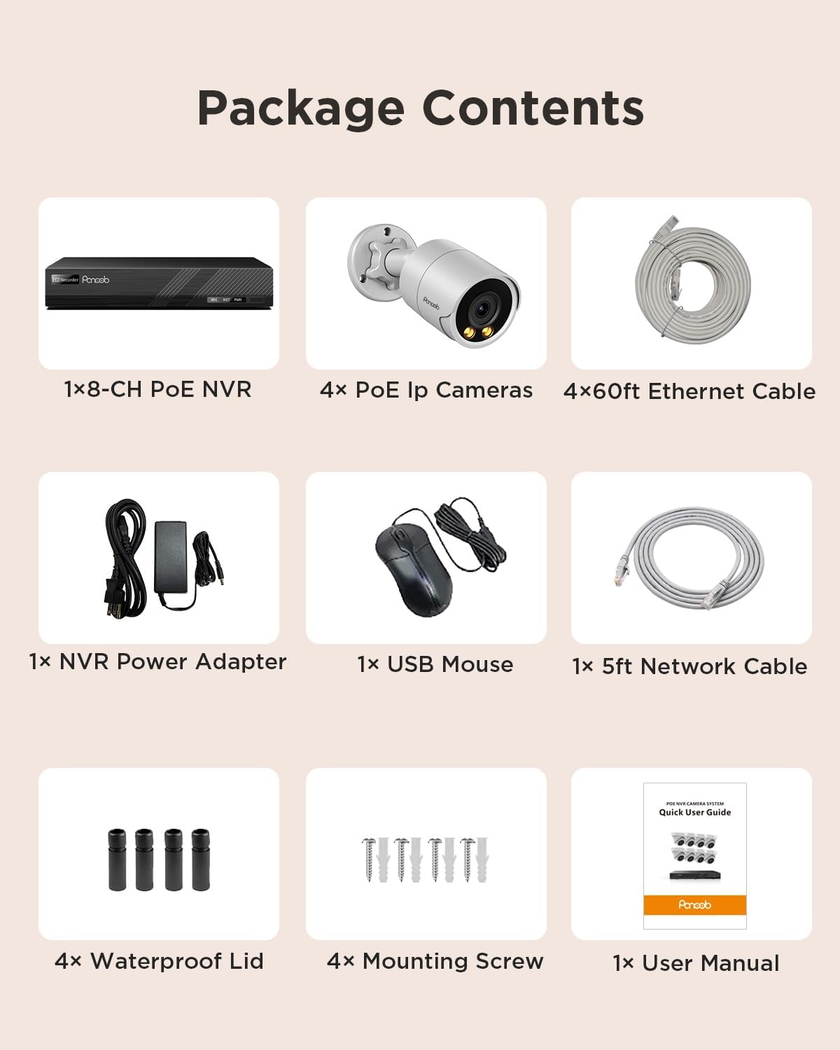 poe security camera system 8ch with 2tb hdd, front angle view