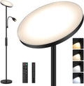 LED Torchiere Floor Lamp with Gooseneck Reading Light, Remote Control Standing