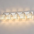 FDPBY Modern Vanity Light 5-Lights Brushed Nickel Vanity Light Crystal Bathroom