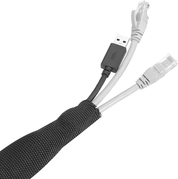 MECCANIXITY Braided Cable Sleeves Heat Shrinkable Fabric Sleeving, 7/8" 60ft