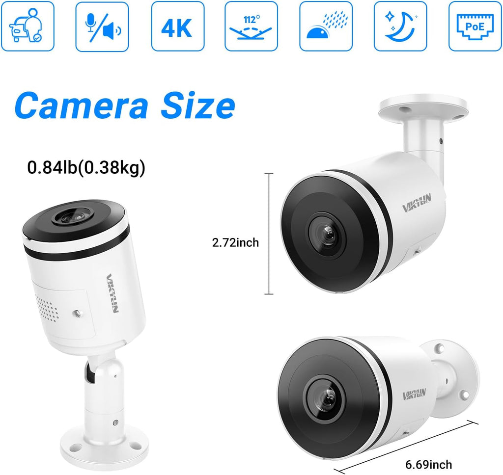 vikylin 8mp poe ip security bullet camera outdoor on a desk or shelf