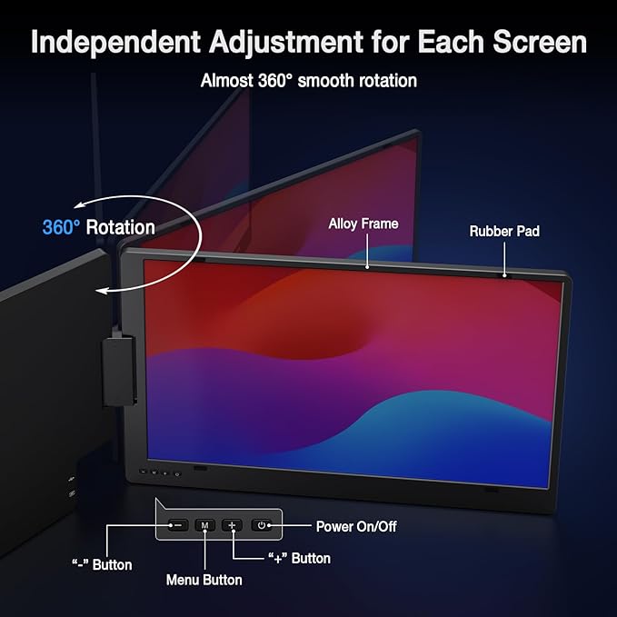 KYY 15.6" Laptop Screen Extender, 1080P FHD IPS Portable Monitor, One Cable