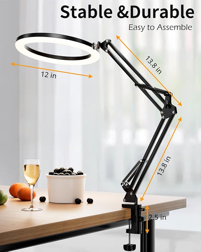 UBeesize 12’’ Ring Light with Overhead Phone Mount, LED Selfie Light with Stand