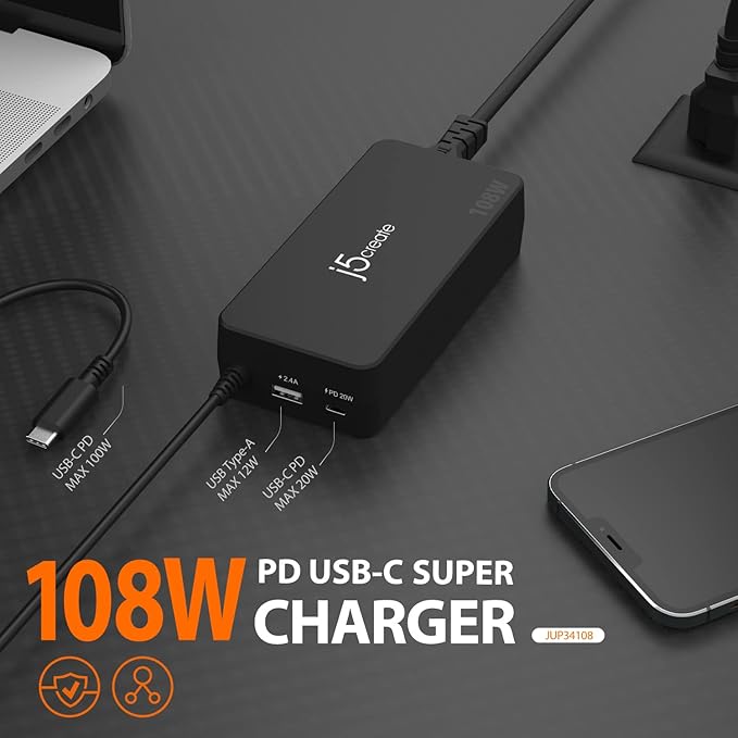 j5create 108W USB Type C PD Super Charger