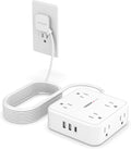 Surge Protector Power Strip, TESSAN 15 FT White Extension Cord Flat Plug