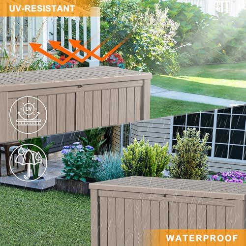 EasyUp 150 Gal Outdoor Storage Box Waterproof UV-Resistant Deck Box