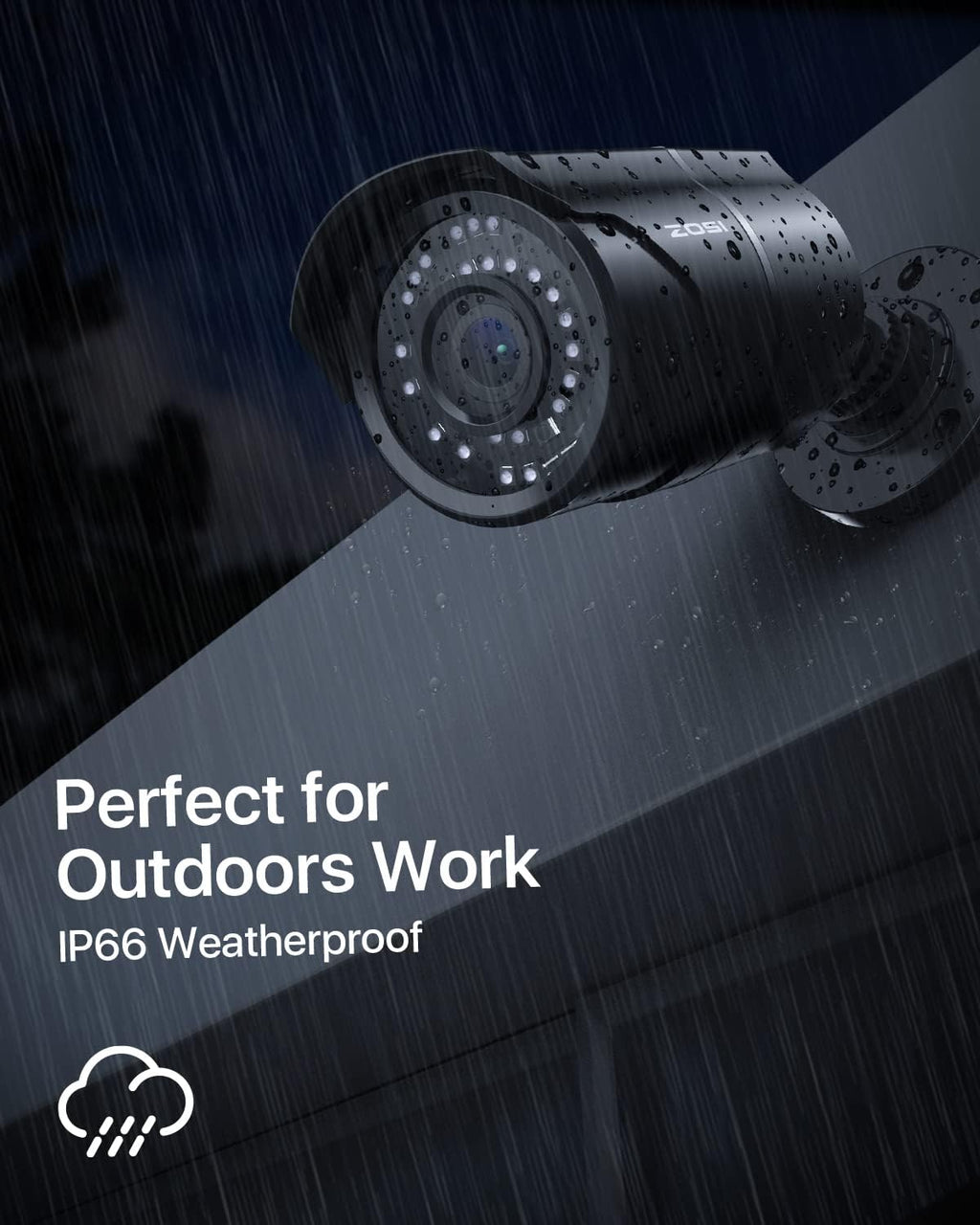 zosi 5mp 3k add-on poe camera, wired bullet shown in use