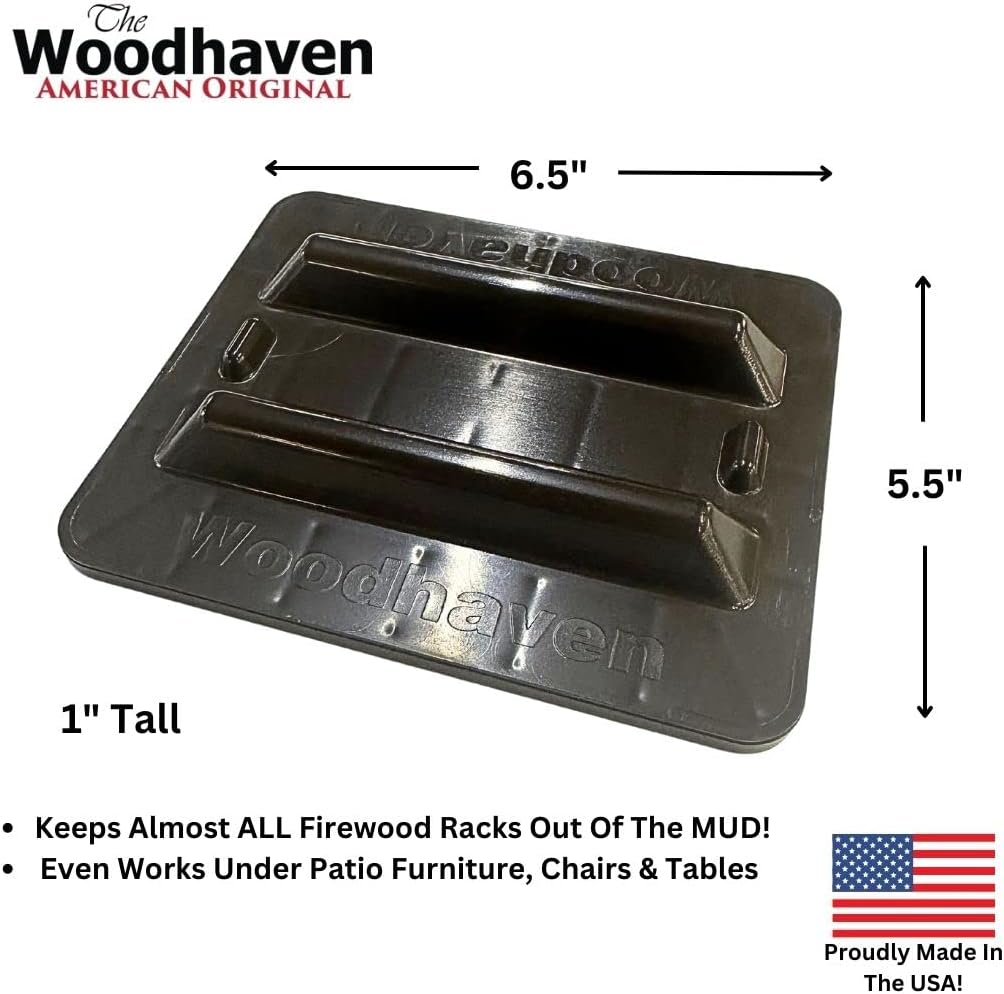 woodhaven firewood rack support bases brown - made, close-up detail