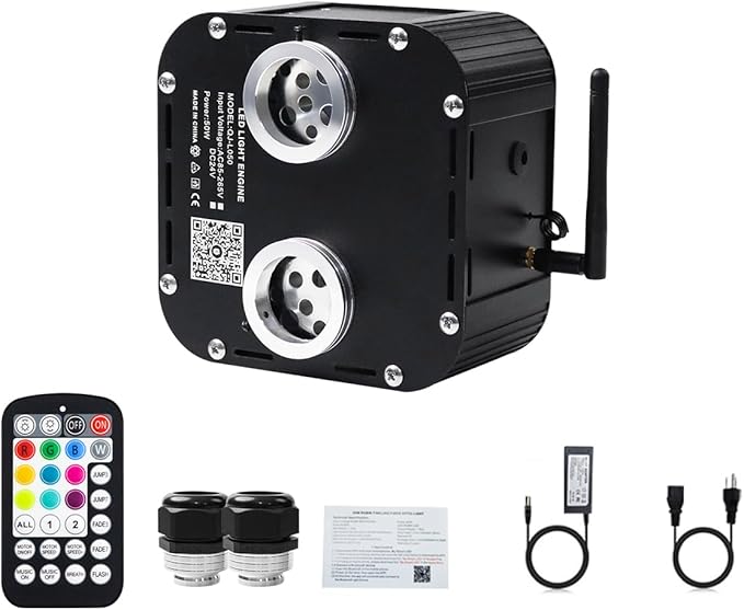 AZIMOM Dual Color High Brightness 50W Twinkle Fiber Optic Light Source RGBW