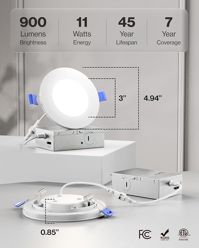 Sunco 4 Inch LED Recessed Lights (4 Pack)