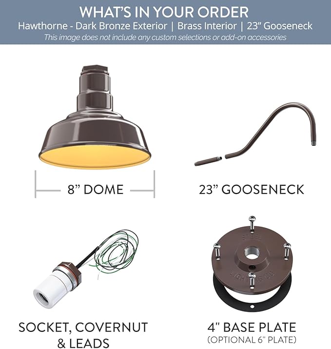 Steel Lighting Co. Hawthorne Barn Light | Outdoor Wall Mounted | 8 inch Dome |