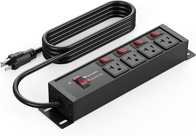 CCCEI Heavy Duty Surge Protector Power Strip 20 Amp Individual Switches. 4FT 12