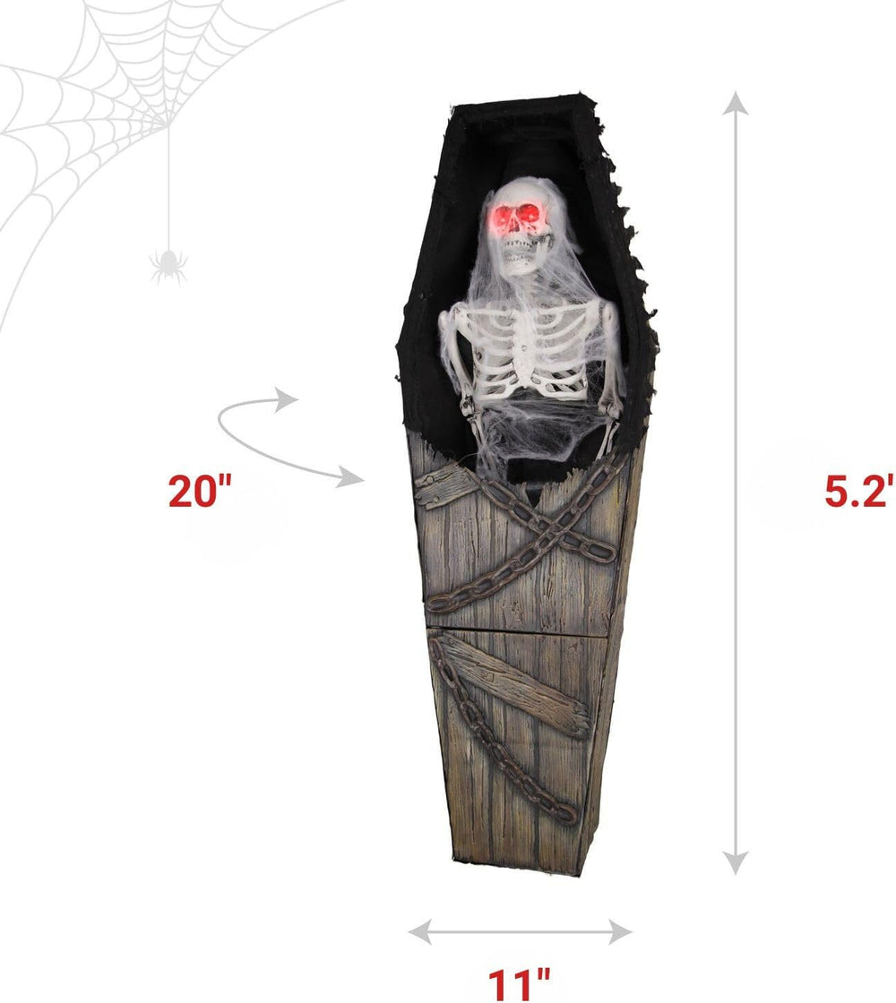 Haunted Hill Farm 5.2-Ft. Reaper in Coffin Halloween Animatronic