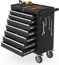 7-Drawer Rolling Tool Chest, Tool Box with 4 Wheels and Drawers, High Capacity Detachable Mobile Tool Storage Cabinet for Garage, Workshop, Mechanics and Repair Room (Black)
