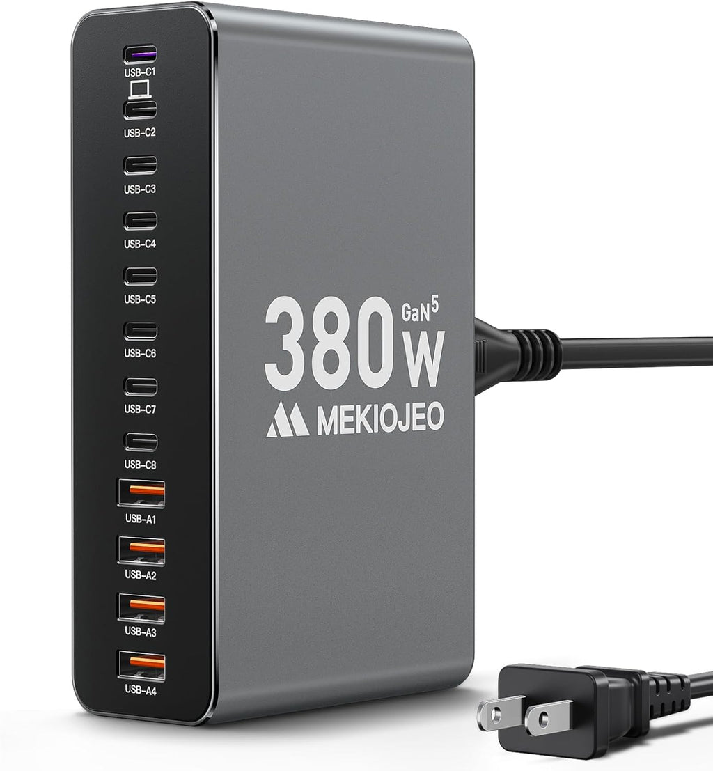 Aluminum Alloy 380W Charging Station Fast USB C Charger Block 12 Ports 65W