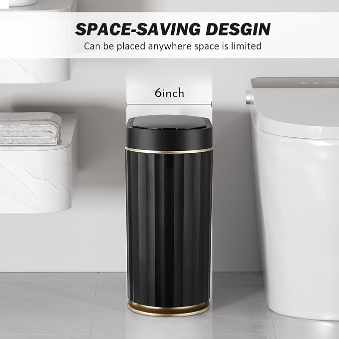 ELPHECO Black Bathroom Trash Can