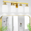 DIKAIDA 4-Light Gold Vanity Light, Modern Gold Bathroom Light Fixtures Over