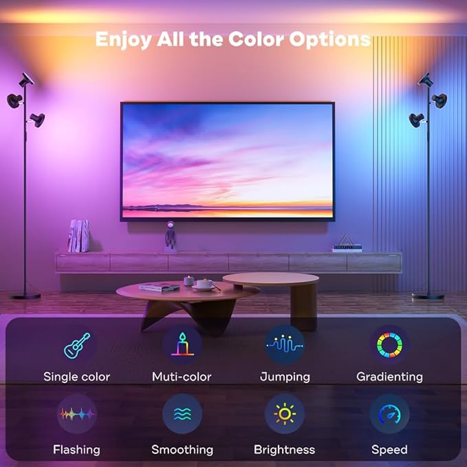 SIBRILLE RGB Floor Lamp, 36W Bright LED Standing Lamp