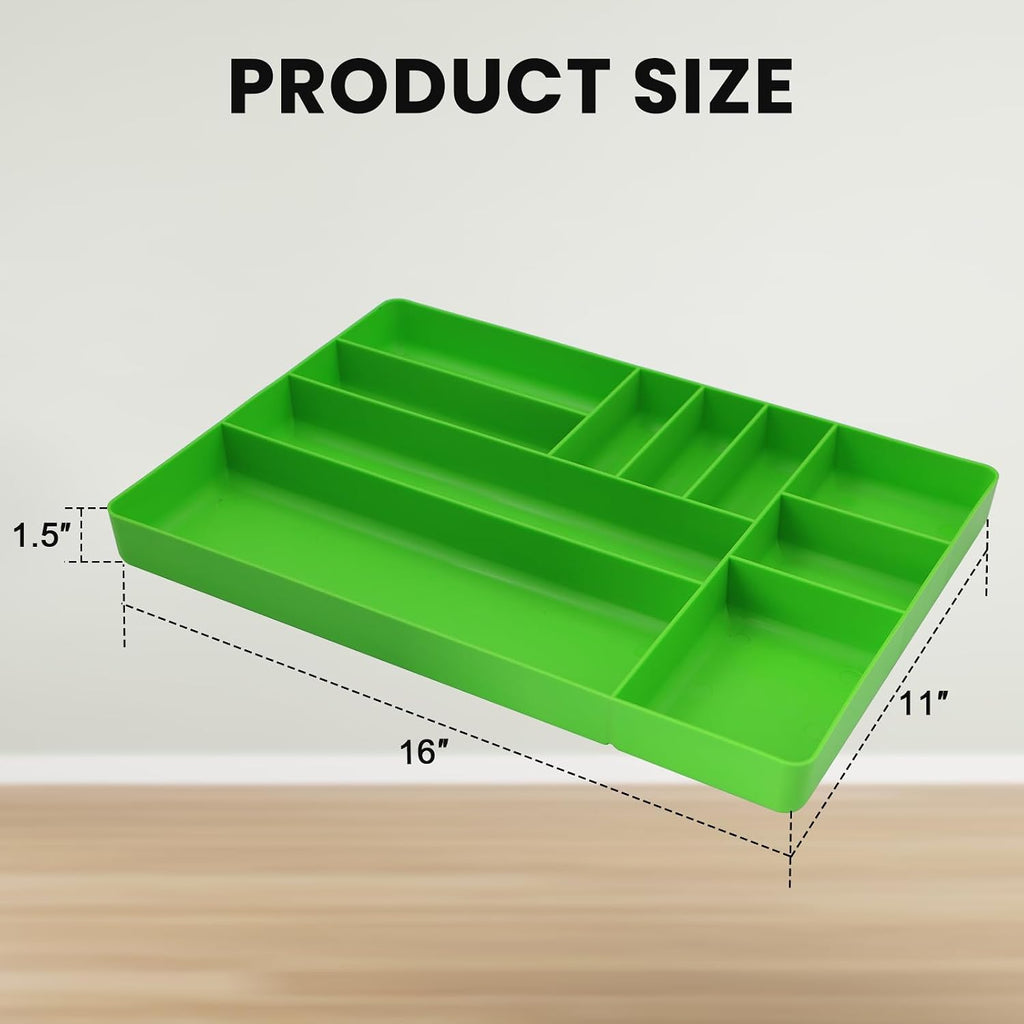10-compartments tool box organizer tray (2, green), close-up detail