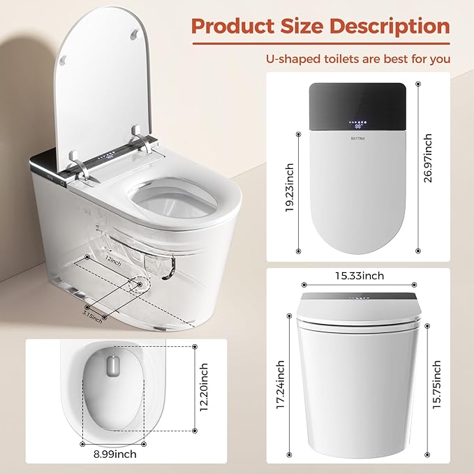 BAYTINA Smart Toilet, One Piece Toilet